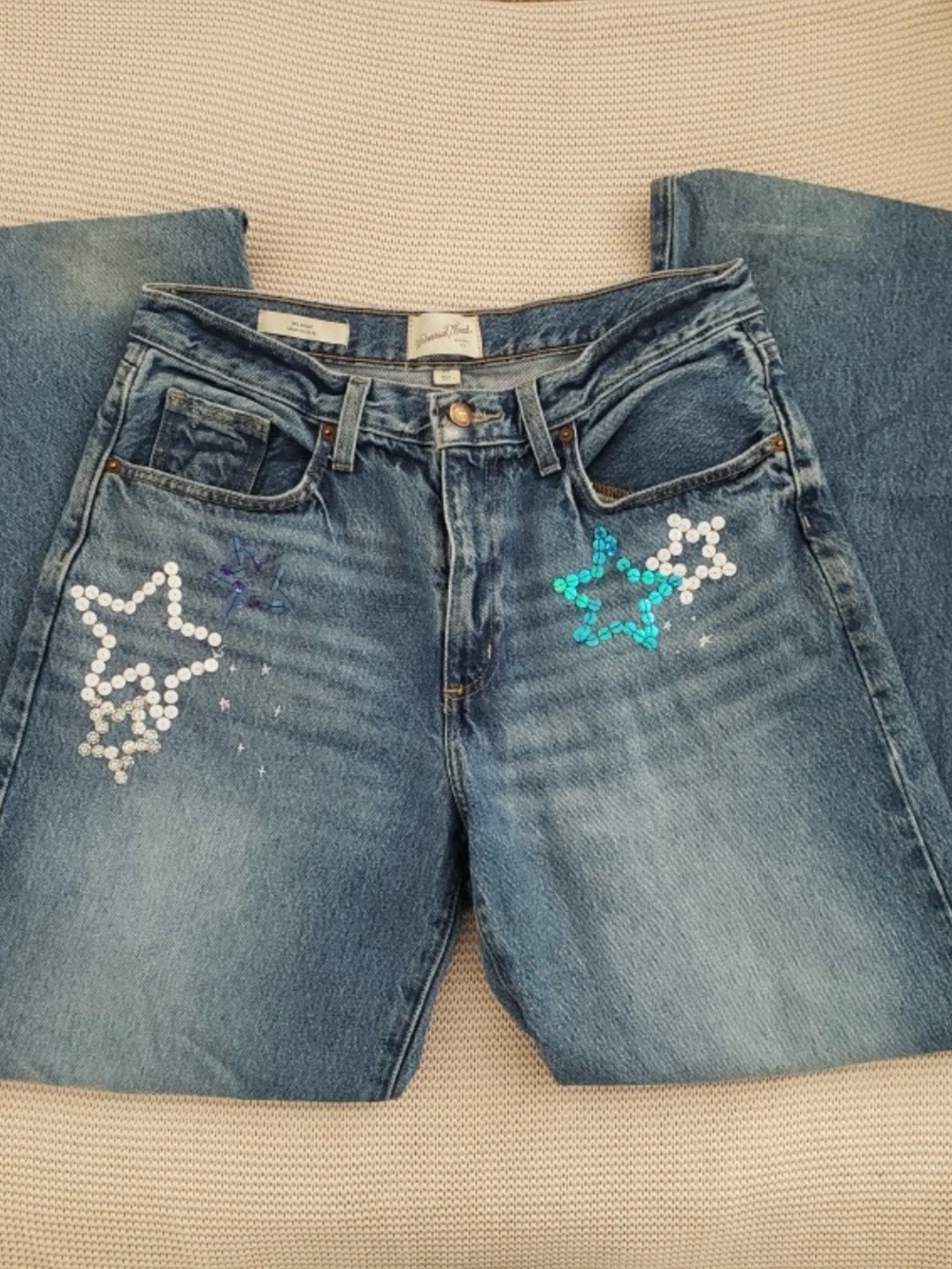 Blue Jeans with Sequin Star Detail